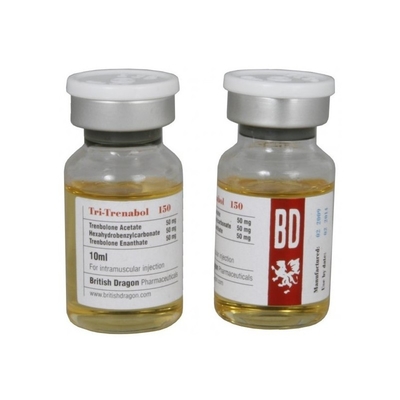 British Dragon tren-acetaat 100 mg glazen flaconlabels, medicijnfleslabel