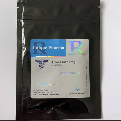 Unieke Pharma Aromasin 10 mg Etiketten met zwarte aluminiumfolie ritszakken