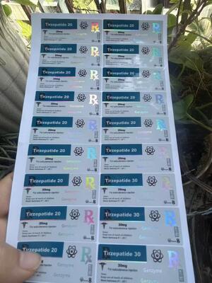 Tirzepatide 20mg 2 ML Peptide Vial Bottle Label  Sticker Printing