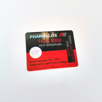Waterdicht laserholografisch 10 ml flacon etiket voor peptide apotheek medicijnflessen