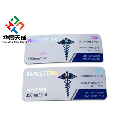 RX 10 ml flacon Etiketten Zilveren folie Metalen Sticker Printing Met gratis ontwerpservice