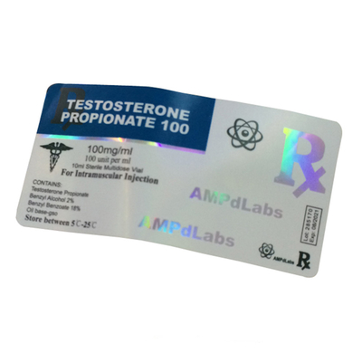 Test Propionaat Injectie medicijnen Glas flacon Etiketten 25x60mm Laser Hologram Materiaal