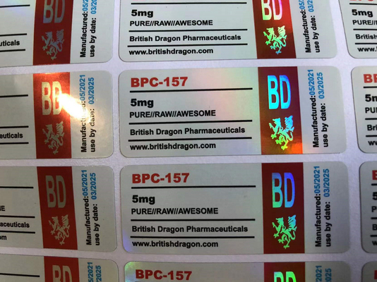 Vierkante vorm PET Plastic 2 ml Steriele injectie Peptide Fles Etiketten Glanzend Afwerking Eco Friendly Voor bpc
