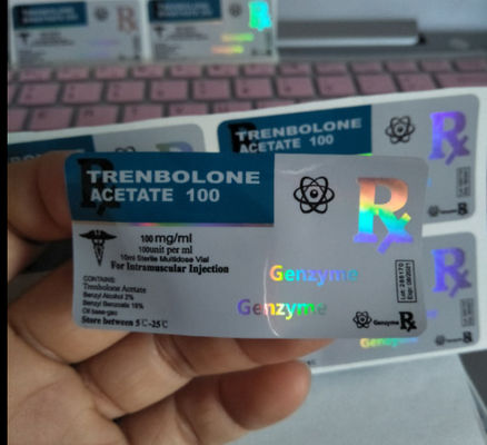 Custom Design PET-flaconetiketten Dozen voor bodybuilding injecteerbare anabole glanzende holografische pillen Flessen