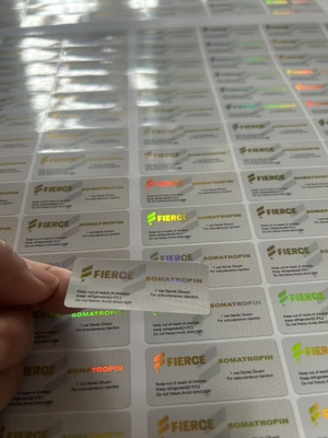 Op maat gemaakte glazen flaconetiketten voor HCG 10000 en andere peptideproducten Laser hologram PET materiaal