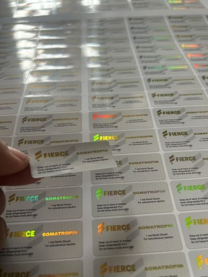 Op maat gemaakte glazen flaconetiketten voor HCG 10000 en andere peptideproducten Laser hologram PET materiaal