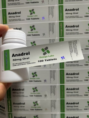 Anadrol orale tabletten Etiketten PAPER/PET/PVC materiaal voor 50 mg plastic flessen