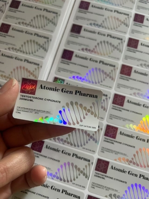 Waterdicht en duurzaam glazen flacon etiketten voor Testo E Nano Labs met laser glanzend effect en aangepast ontwerp