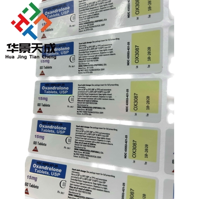 Anavar 5 mg Pillen Fles Etiket Tablet Oraal Etiketten Hologram Materiaal Print Waterdicht