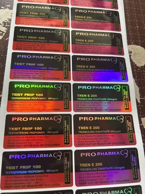 Testo Propionaat 100mg Hologram Laser 10ml Fles Etiketten, Glanzende Afwerking Multi Dosis Fles Etiket