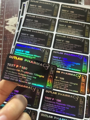 Testo Propionaat 100mg Hologram Laser 10ml Fles Etiketten, Glanzende Afwerking Multi Dosis Fles Etiket