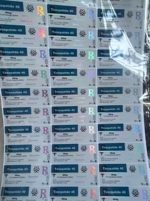 Tirze  Patide 40 mg Peptide Glasfles Etiketten met aangepast ontwerp