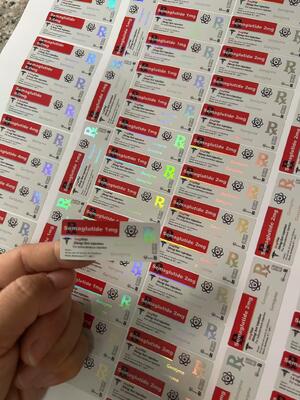 Semaglutide 1mg Kleine Fles Etiketten 5x2cm Hologram Lasereffect 2ml 3ml Fles Etiketten