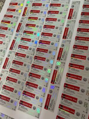 Semaglutide 1mg Kleine Fles Etiketten 5x2cm Hologram Lasereffect 2ml 3ml Fles Etiketten