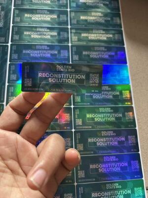 Etiketten voor farmaceutische glazen flacons met reconstitutieoplossing 10 ml