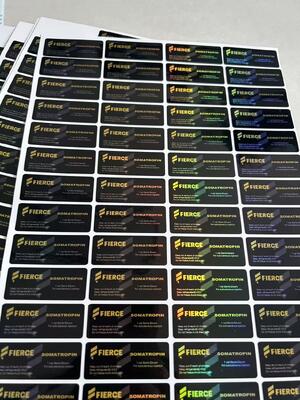 HG H 100IU 10 VIALS Labels Somatropin 1 Vial Labels Stickers Gold Logo