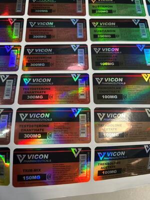 Vetgeel 300 10 ml flacon etiketten met glanzend effect