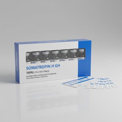 Somatropine H gh 100iu Etiketten en doos met 10 injectieflacons