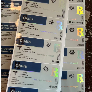 Cialis eind orale etiketten voor 50 mg plastic flessen
