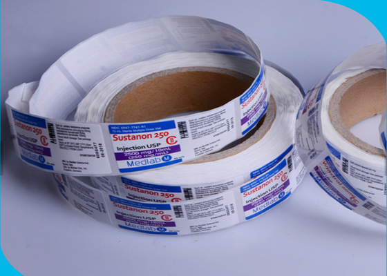 Glanzende flaconetiketten op rol Sterke zelfklevende vierkante vorm voor injectieflacon