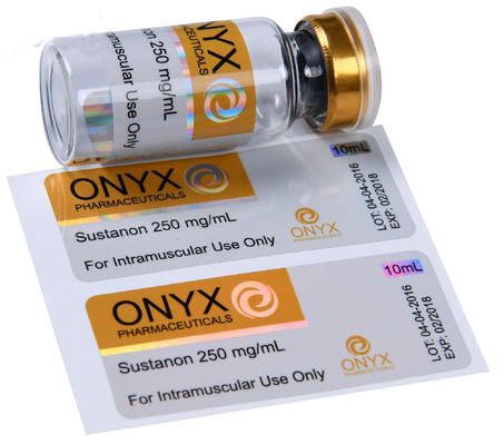 Free Design Bodybuilding SUS 250 Anabole injectieflesse Etiketten Dozen UV Glanzend PVC PP Holografische kleverige sticker