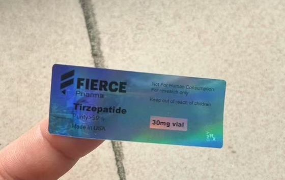 Mounjaro 3 ml peptideflesse etiketten met laser hologram materiaal