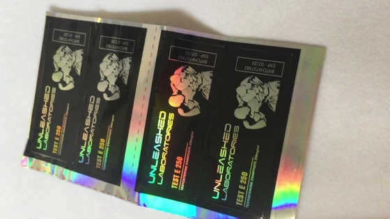 10 ml flacon Etiketten met zilver/goud geïmprimeerde folie Voor test E 250