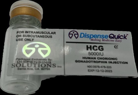 Hcg 50000 Iu Hologram Kleine medicijnflesse Etiketten Aanpasbaar Papier/PET/PVC materiaal