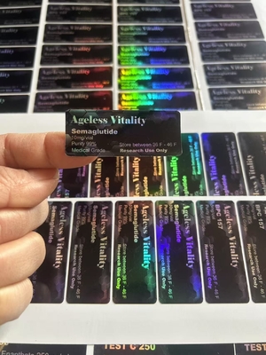 2 ml etiketten op flacons met semaglutide en Tirze  Patide voor de opslag van peptiden in papier/PET/PVC