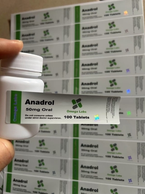Anadrol orale tabletten Etiketten PAPER/PET/PVC materiaal voor 50 mg plastic flessen