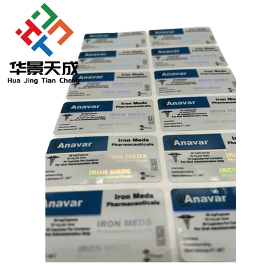 Anavar 5 mg Pillen Fles Etiket Tablet Oraal Etiketten Hologram Materiaal Print Waterdicht