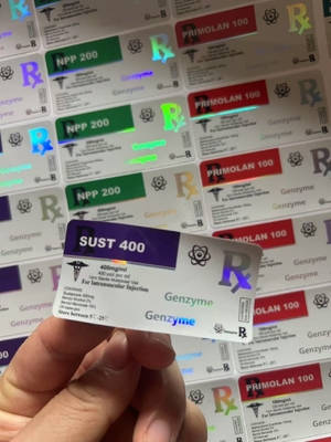 Sust 400 10 ml flacon etiketten met laser PET glanzend hologram effect