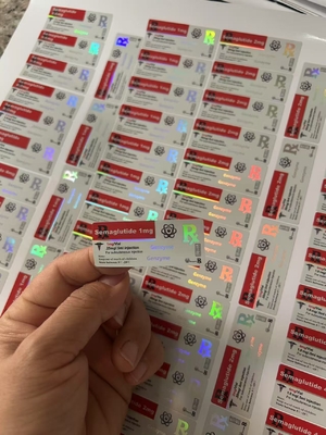 Semaglutide 1 mg etiketten 5x2cm Hologram Laser Effect 2 ml 3 ml Vial Etiketten