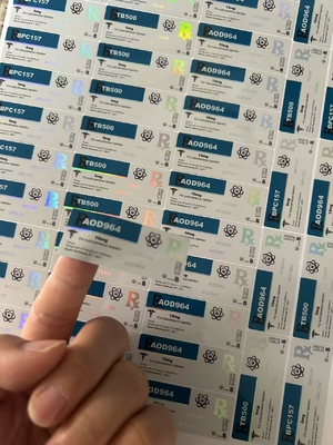 AOD964 3 ml glazen flacon etiketten met hologram PET materiaal laser glanzend effect