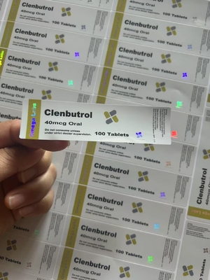 Clen 40mcg oraal medicijn Flesse Etiketten Apotheek Etiketten met laser effect