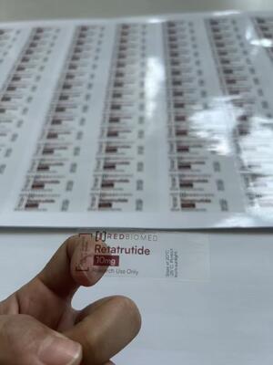 Retat rutide 10mg heldere etiketten transparante PVC peptide injectieflaconetiketten