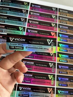 Anavar 20 mg 100 capsules Medicatie Flesstickers Met Laser Effect