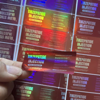 Trizepatide 10 mg laser glinsterende hologram labels