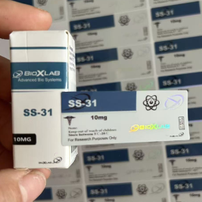 SS-31 10 mg peptide flacon Etiketten en dozen die één flacon bevatten