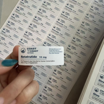 Waterdicht Glanzend Afwerking Op maat gemaakte flaconetiketten voor peptideflessen en lijmstickers