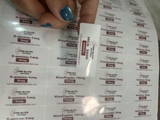 5-Amino-1mq 5mg 5x2cm PVC etiketten Stickers