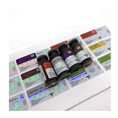 Zilverfolie Metallic afdrukken Glazen flaconlabels voor laboratoriuminjectie Flacon met meerdere doses