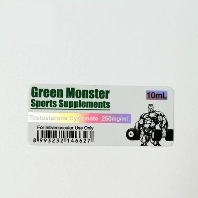 Glanzende glazen flaconetiketten testen Cypionate 250mg 10ML voor injectieflacon