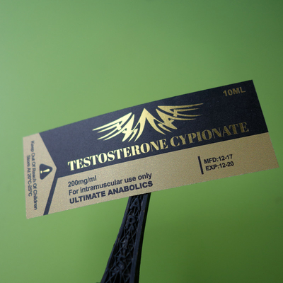 Glanzende oliebestendige goudfolie 10 ml anabole injectieflaconsticker