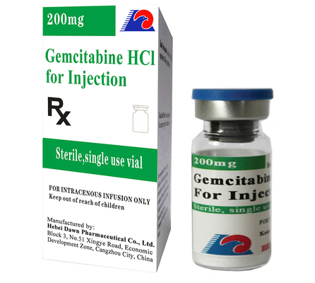 Gencitabine HCL 200 mg injectieflaconetiketten van 10 ml voor eenmalig gebruik